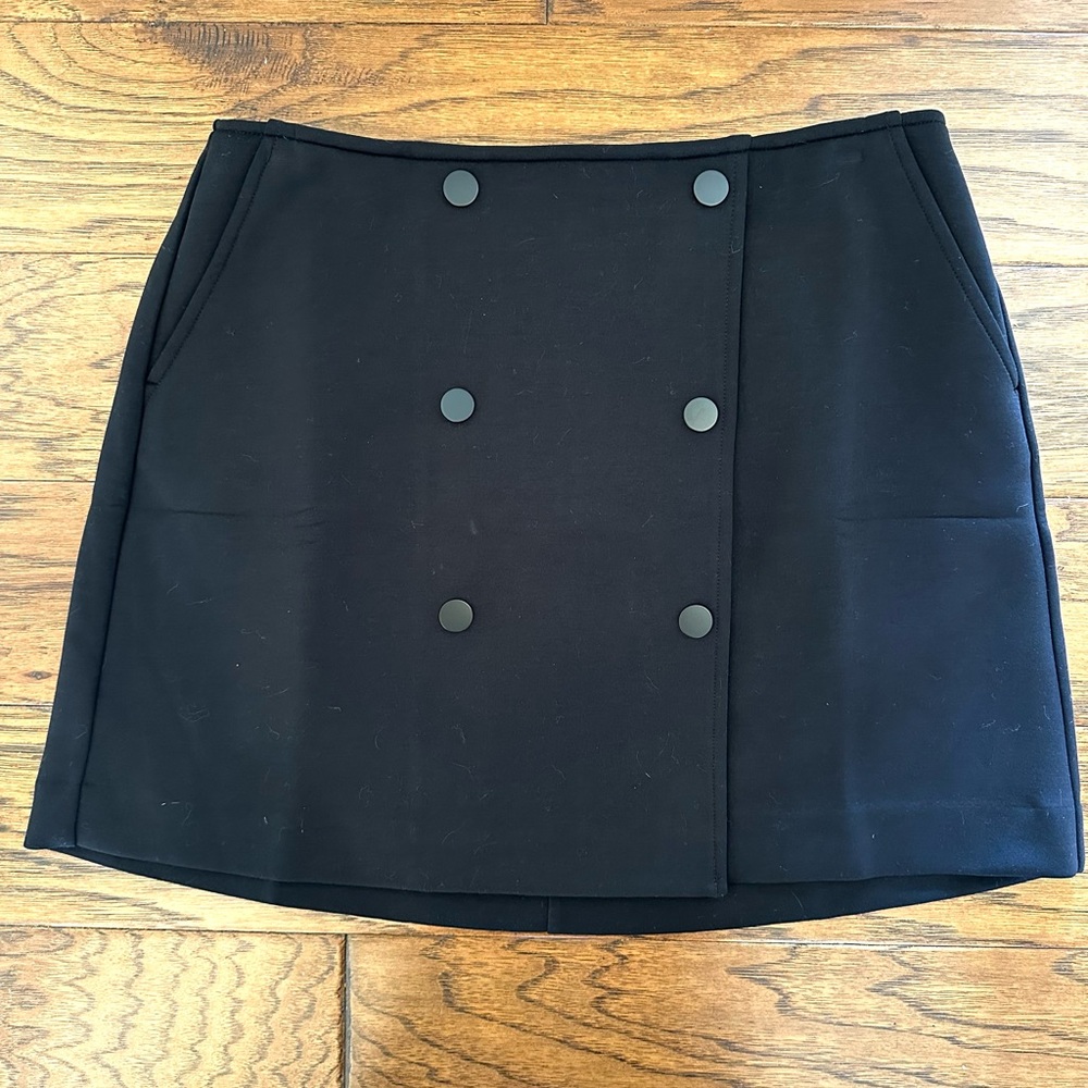 CAbi Black Double-Breasted Mini Skirt